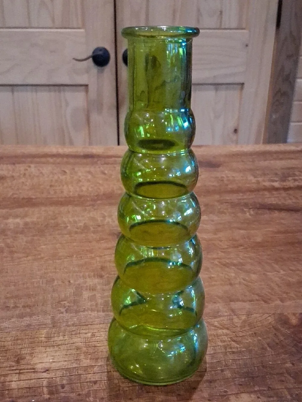 Green Bubble Glass Vase & Small Crystal Bowl — Decorative Home Accent